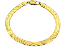 Load image into Gallery viewer, Mens Gold Plated Stainless Steel Herringbone Link Chain Bracelet - Blackjack Jewelry
