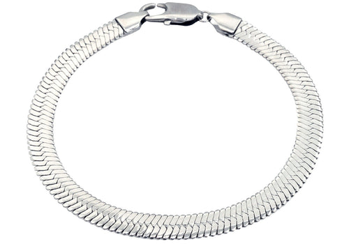 Mens Stainless Steel Herringbone Link Chain Bracelet - Blackjack Jewelry