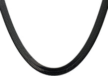 Load image into Gallery viewer, Mens Black Plated Stainless Steel Herringbone Link 20&quot; Chain Necklace - Blackjack Jewelry
