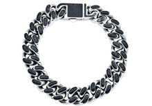 Load image into Gallery viewer, Men&#39;s 12mm Stainless Steel Cuban Link Chain Bracelet With Carbon Fiber
