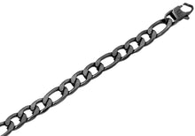 Load image into Gallery viewer, Mens Black Plated Textured Stainless Steel Figaro Link Chain Bracelet - Blackjack Jewelry

