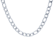 Load image into Gallery viewer, MensTextured Stainless Steel Figaro Link Chain Necklace - Blackjack Jewelry
