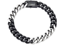 Load image into Gallery viewer, Mens 10mm Two-Toned Black Plated Stainless Steel Cuban Link Chain Bracelet - Blackjack Jewelry
