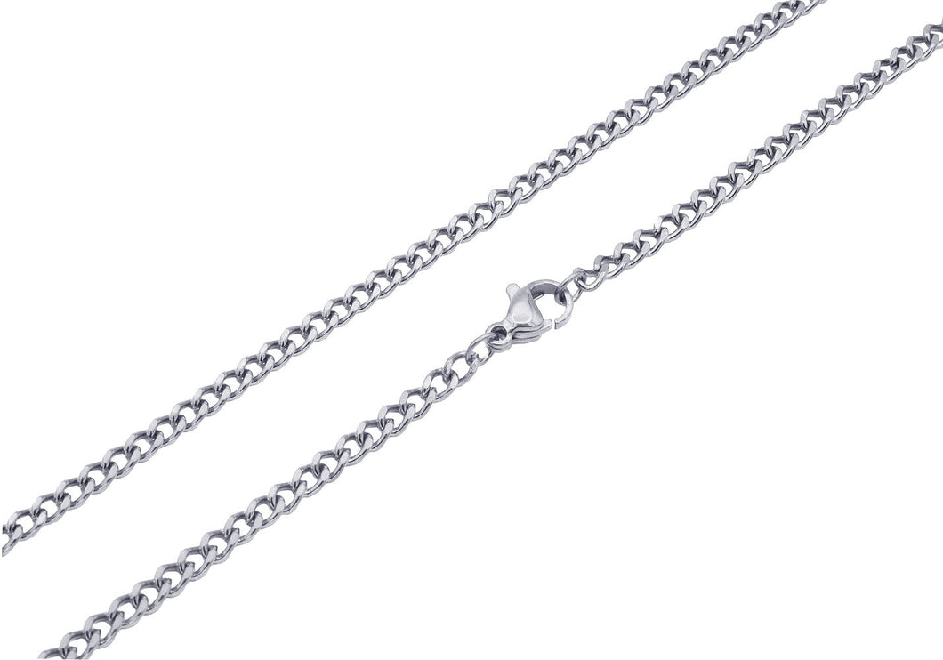 Mens 3mm Stainless Steel Curb Chain Necklace