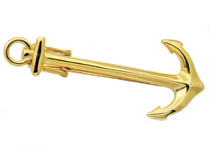 Mens Gold Stainless Steel Anchor Tie Clip - Blackjack Jewelry