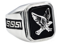 Load image into Gallery viewer, Mens Onyx And Stainless Steel Eagle Ring - Blackjack Jewelry
