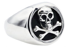 Load image into Gallery viewer, Mens Onyx And Stainless Steel Skull Ring - Blackjack Jewelry
