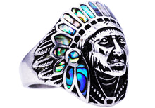 Load image into Gallery viewer, Mens Genuine Abalone And Stainless Steel Ring - Blackjack Jewelry
