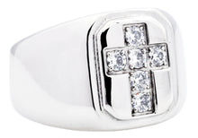 Load image into Gallery viewer, Mens Stainless Steel Cross Ring WIth Cubic Zirconia - Blackjack Jewelry
