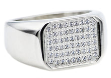 Load image into Gallery viewer, Mens Stainless Steel Ring With Cubic Zirconia - Blackjack Jewelry
