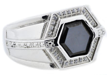 Load image into Gallery viewer, Mens Onyx And Stainless Steel Ring With Cubic Zirconia - Blackjack Jewelry
