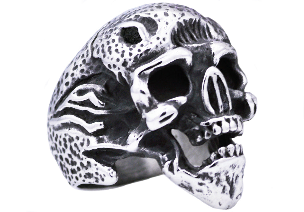 Mens Stainless Steel Skull Ring - Blackjack Jewelry