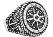 Load image into Gallery viewer, Mens Black Stainless Steel Helm Ring - Blackjack Jewelry
