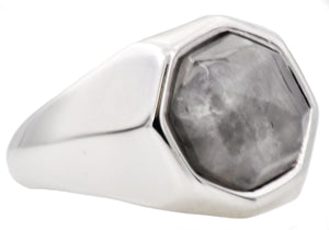 Mens Genuine Moonstone Stainless Steel Ring - Blackjack Jewelry
