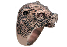 Load image into Gallery viewer, Mens Chocolate Stainless Steel Bear Ring - Blackjack Jewelry
