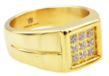 Load image into Gallery viewer, Mens Gold Stainless Steel Ring With Cubic Zirconia - Blackjack Jewelry
