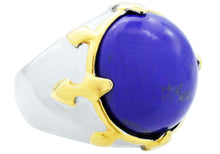 Load image into Gallery viewer, Mens Genuine Lapis Lazuli  And Gold Stainless Steel Ring - Blackjack Jewelry
