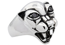 Load image into Gallery viewer, Mens Stainless Steel Panther Ring With Black Cubic Zirconia - Blackjack Jewelry
