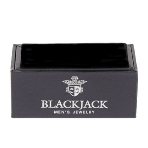 Mens Black Leather And Stainless Steel Money Clip - Blackjack Jewelry