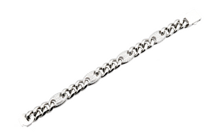 Mens 10mm Stainless Steel Mariner Curb Chain Bracelet With Cubic Zirconia - Blackjack Jewelry