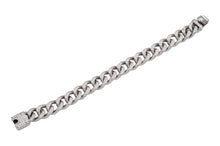 Load image into Gallery viewer, Mens Stainless Steel Curb Link Chain Bracelet With Cubic Zirconia - Blackjack Jewelry
