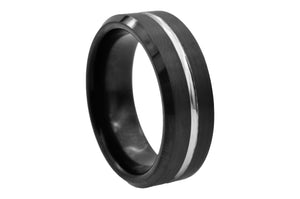 Mens Black Plated Tungsten Band Ring - Blackjack Jewelry
