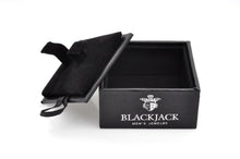 Load image into Gallery viewer, Mens 17mm Black Plated Stainless Steel Hoop Earrings With Black Cubic Zirconia - Blackjack Jewelry
