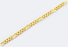 Load image into Gallery viewer, Mens Gold Stainless Steel Link Bracelet With Cubic Zirconia - Blackjack Jewelry
