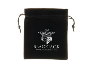 Mens Wide Stainless Steel Bracelet With Black - Blackjack Jewelry